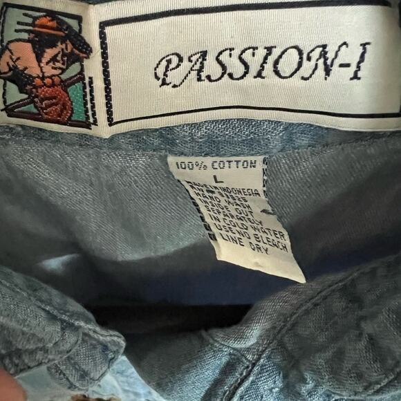 Vintage Route 66 Cotton Embroidered Short Sleeve Denim Shirt Size L - Picture 6 of 7